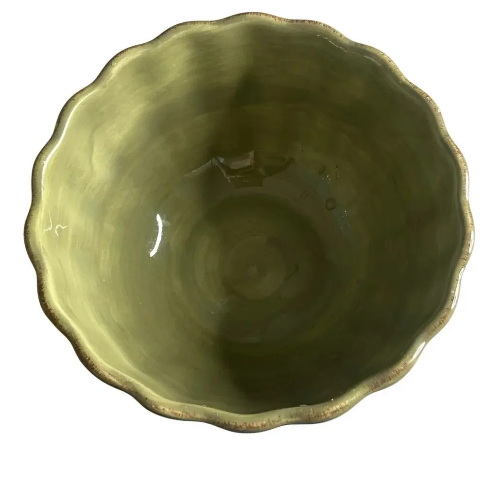 Set of 2 Vintage Roscher & Co. Bowls Bellini Collection Stoneware Green Yellow